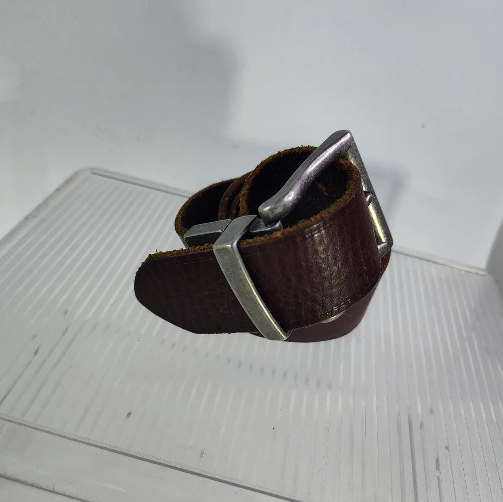Vintage USAF Air Force Men's Brown Leather Belt Sz 30 - 34 Serial No. 77